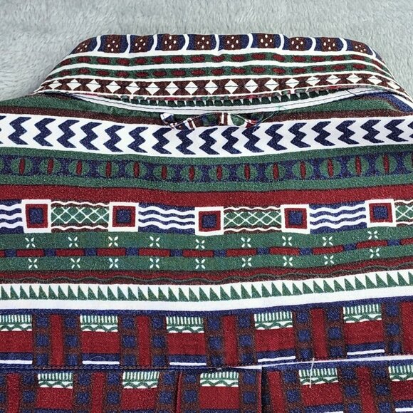 Siegfried Western Shirt Mens L Blue Aztec Southwestern Vintage Casual Cowboy - Picture 6 of 12